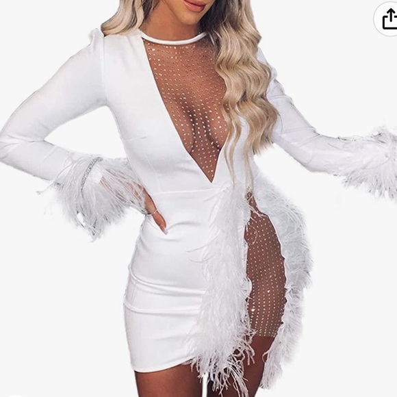 Dresses & Skirts - White feather dress size small